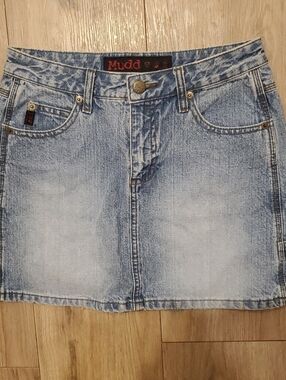 Mudd Light Blue Acid Wash Denim Mini Skirt